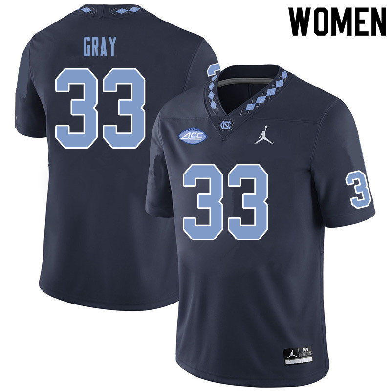 Women #33 Cedric Gray North Carolina Tar Heels College Football Jerseys Sale-Black